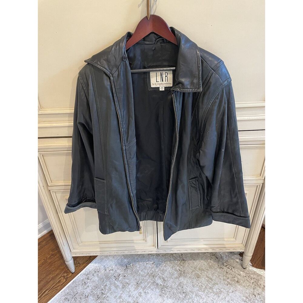 Women's Vintage‎ La Nouvelle Renissance, Black Soft Leather Coat Medium
